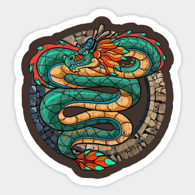 Quetzalcoatl: Guardian of Mystical Traditions Sticker by KennefRiggles